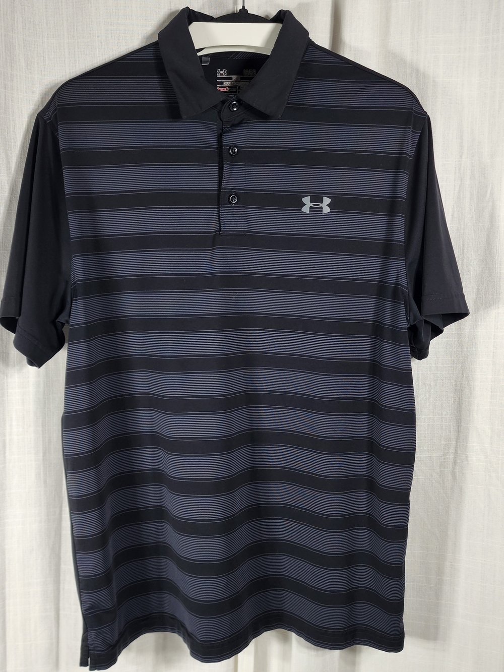 Under Armour Black & Gray Striped Performance Polo